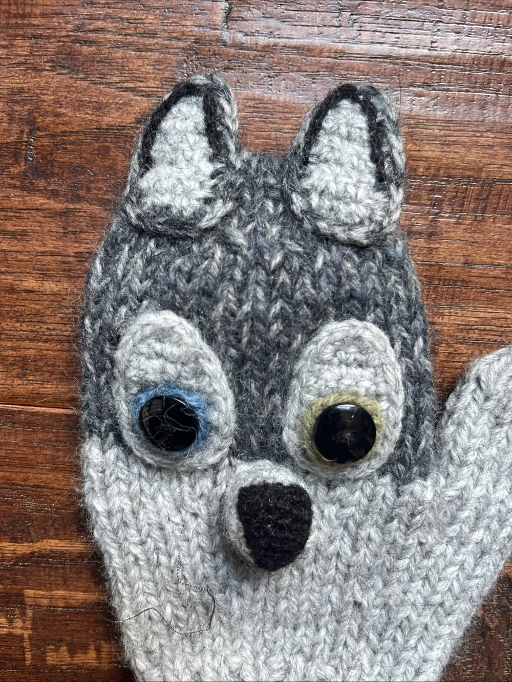 Andes Wool Kids Grey Wolf Knit Mittens size Small